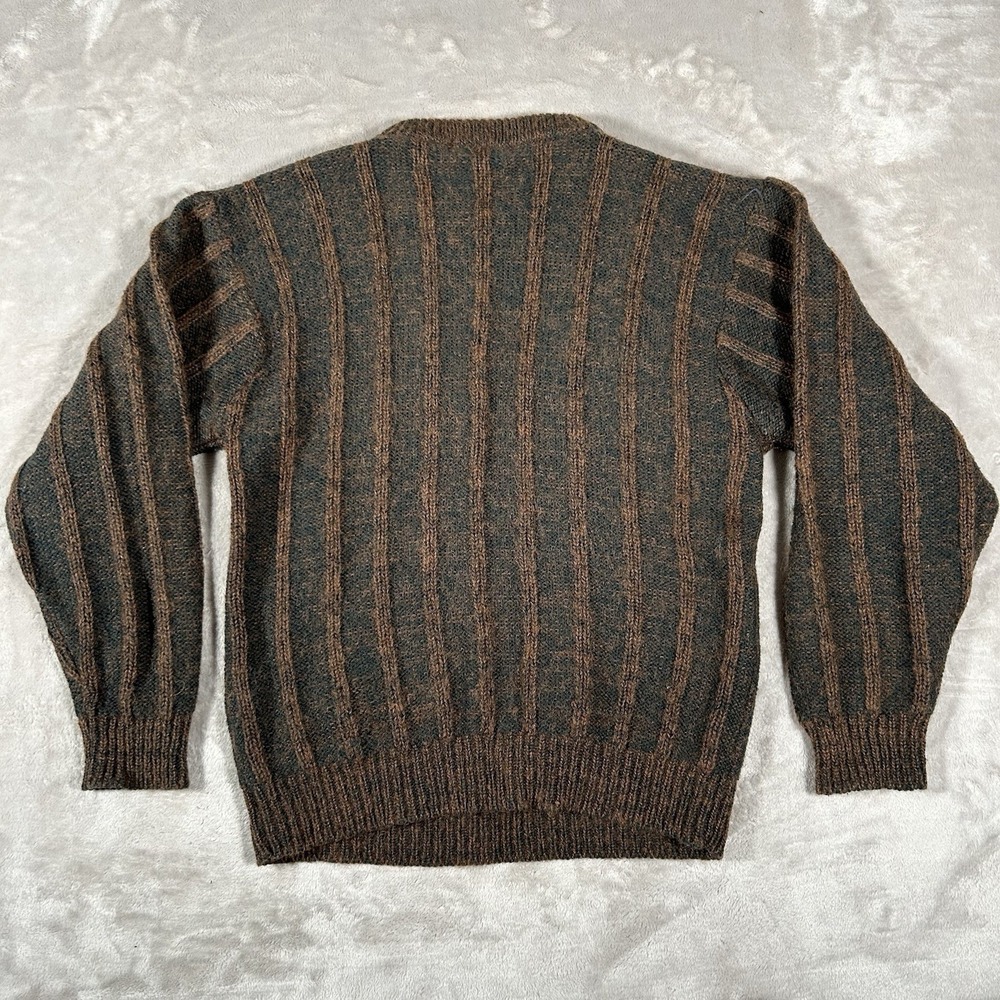 VTG Jordache Cable Knit Sweater Mens M Brown Mohair Wool Coogi-Style 3D Textured - Picture 9 of 15